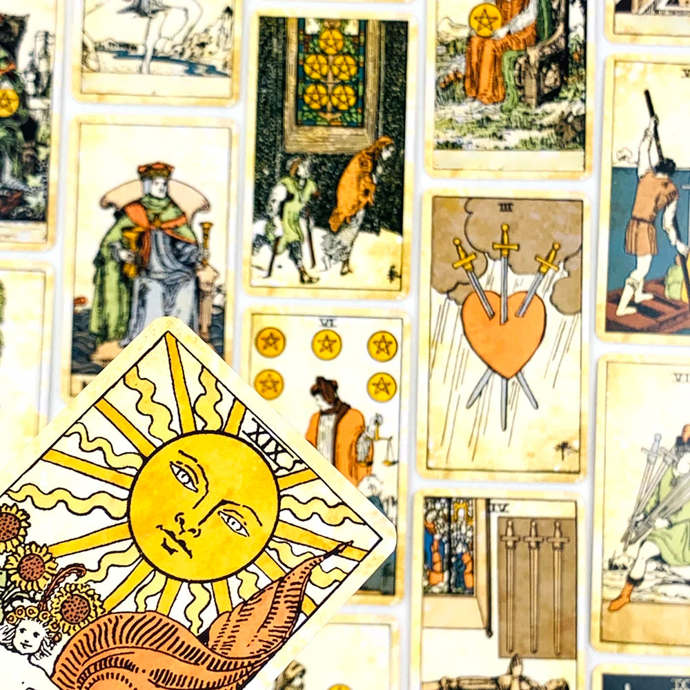 ✨ Metal Box Gilded Tarot Cards Deck – 78 Cards | Elegant Divination & Family Board Game | English Version with Paper Guidebook