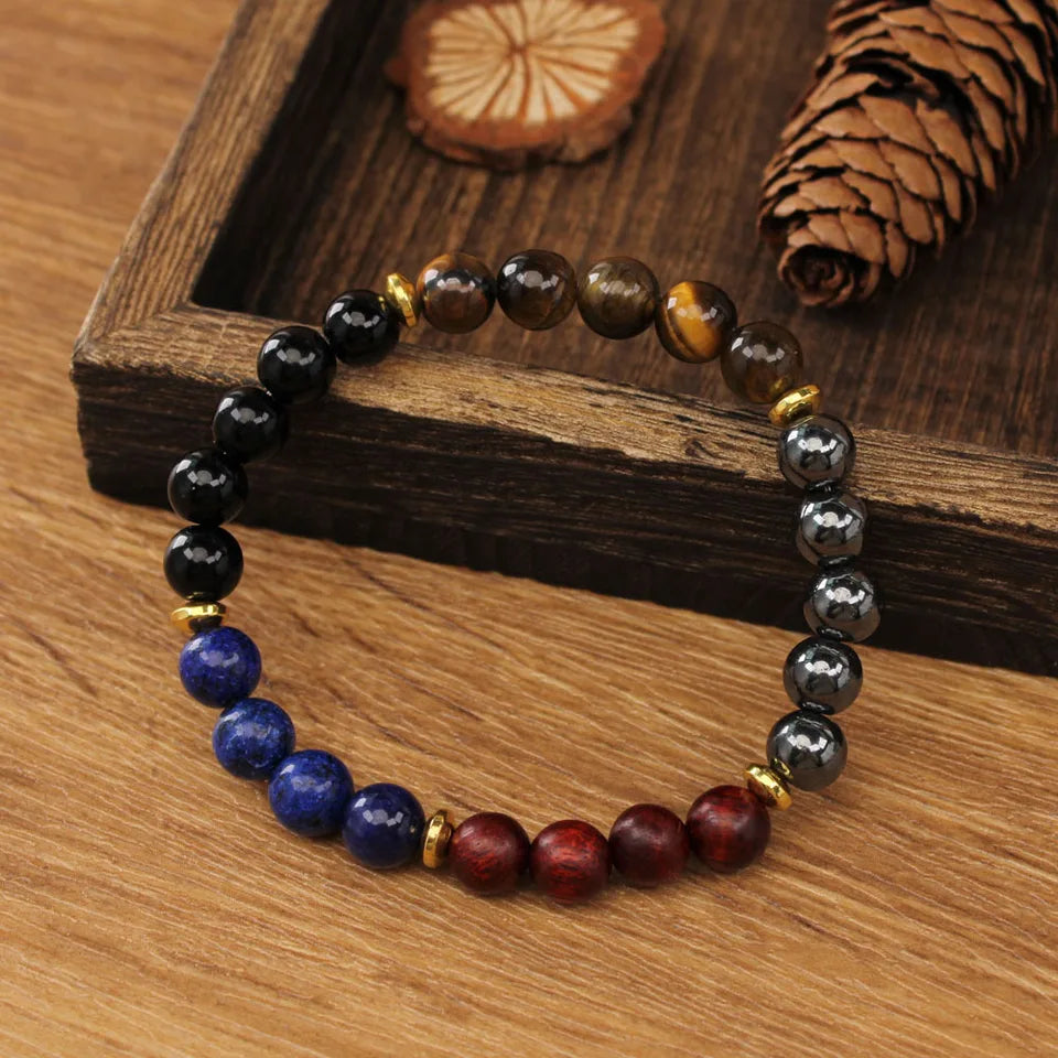 ✨ Natural Tiger Eye Stone Beaded Bracelet – Wealth & Prosperity Energy Jewelry for Men – Perfect Christmas Gift for Boyfriend, Dad, and Uncle