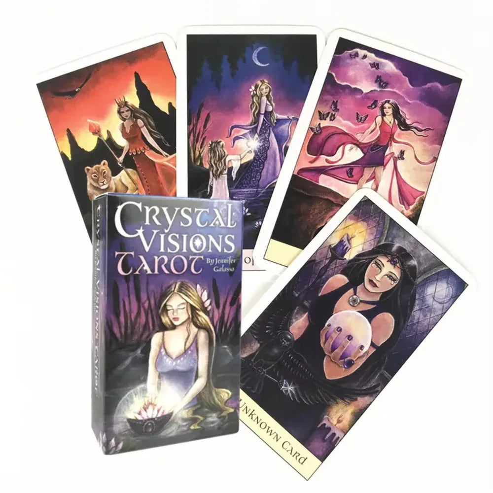 💎 Crystal Visions Tarot Deck – 78 Cards + Unknown Card | Classic Rider-Waite Symbolism with Ethereal Art | Guidebook Included | Divination & Party Board Game