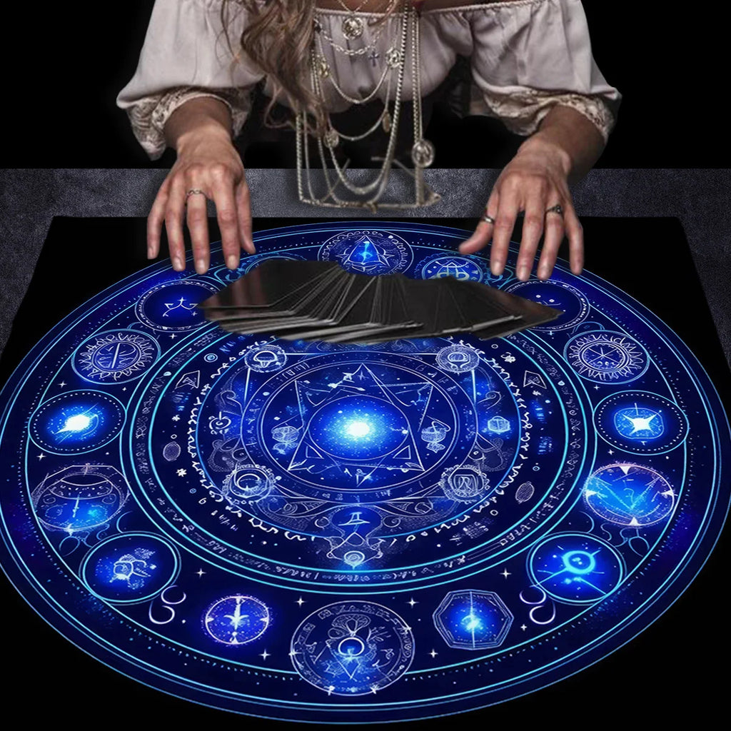 🌌Divination With Tarot Tablecloth | Cosmic Star Astrology Decorated Altar Cloth – Rune & Astrology Oracle Board Game Mat