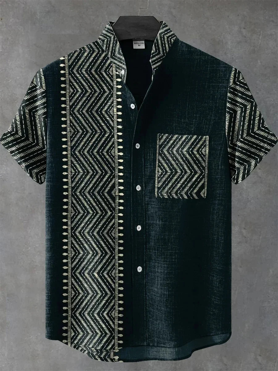🎨 The Label-Art Heritage Edition: Premium Men’s Artistic Linen Shirt – High-Definition Graphic Label Print, Breathable Organic Cotton-Linen Blend, and Sophisticated Modern-Fit Casual Button-Down ZQ183