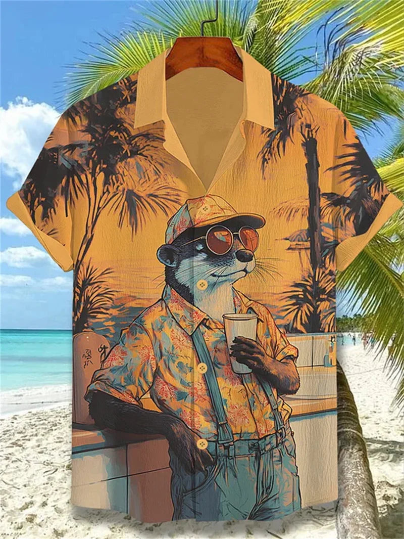 🐙 The Kraken-Retro Edition: Premium Men’s 3D Octopus Linen Shirt – High-Definition Nautical Graphic Print, Breathable Organic Cotton-Linen Blend, and Sophisticated Vintage-Style Holiday Short-Sleeve DF476