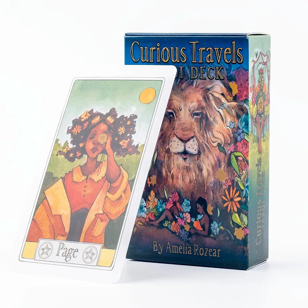 Curious Travels Tarot Deck – 79 Watercolor Cards for Precognition & Divination | Compact 10.3 × 6 cm Size