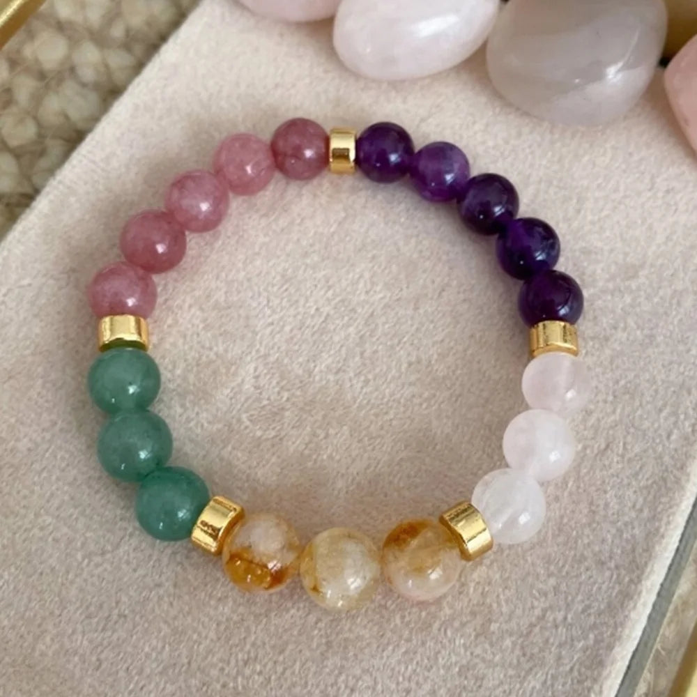 ✨ Good Luck Bracelets for Women – Real Natural Stone Citrine, Tiger Eye & Amethyst – Luxury Original Jewelry Gift for Girlfriend, Mom