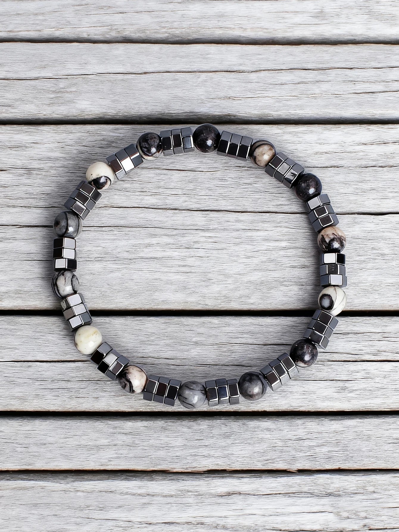 ✨ Geometric Irregular Hematite & Polar Jade Beads Bracelet – Natural Stone Jewelry for Strength, Confidence & Vigour – New Stylish Balance Accessory 9