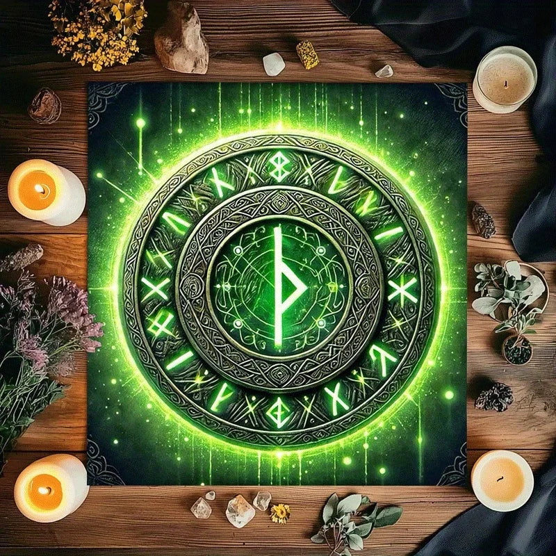 🃏 VIKAMA Mystic Rune Aura Tarot Tablecloth – Astrology-Themed Altar Cloth & Event Placemat for Tarot Readings and Desktop Decoration