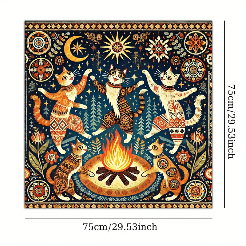 🔥 Gorgeous Bohemian-Style Square Altar Cloth | Tarot Reading Mat & Astrology Tablecloth – Mystical Home Decor for Witchcraft 49x49(1.6X1.6FT