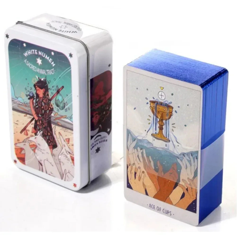 🌑 Neon Moon Tarot Deck – 78 Cards | Compact 10.3 x 6 cm | Includes Guidebook & Tin Box | Fusion of The Light Seers & Adventure Time Tarot | Family & Party Divination Game