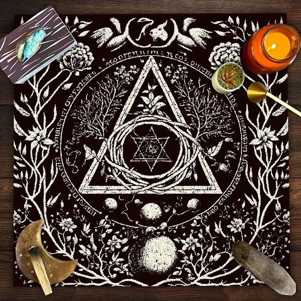 🃏 Mandala Tree of Life Tarot Tablecloth – Sea Velvet Square Butterfly Altar Cloth for Tarot Readings, Terrace Dining & Multi-Purpose Mystic Decor