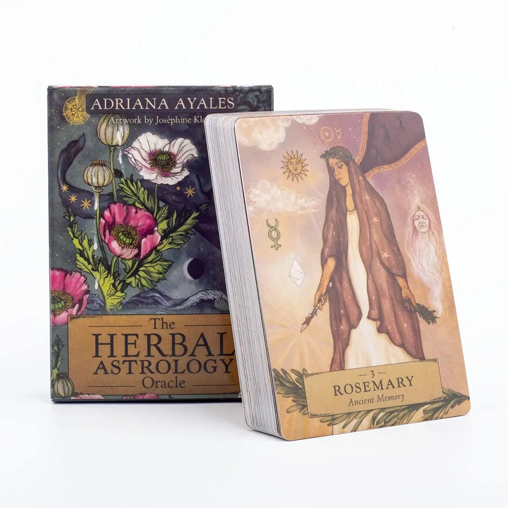 🌿 Herbal Astrology Oracle Deck – 55 Beautifully Illustrated Cards | Ancient Plant Healing & Astrological Wisdom | 10.4 x 7.4 cm | Board Game Edition