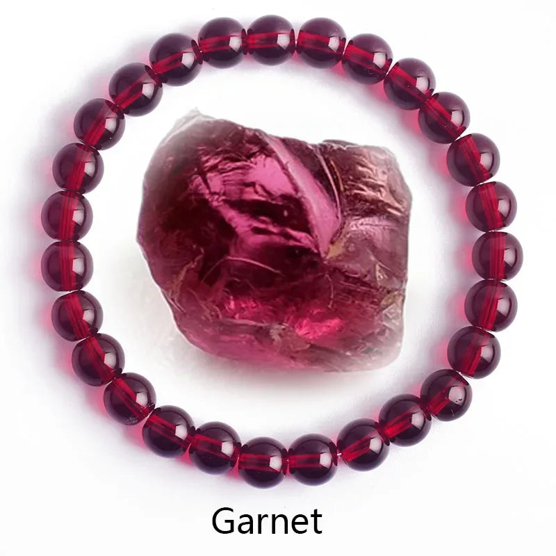 ✨ Natural Stone Protection Bracelet – Dragon Blood Beads, Quartz & Onyx Stretch Jewelry for Men & Women – Healing Reiki & Yoga Energy Bracelet 26 Garnet