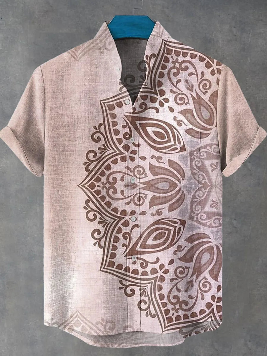 🌍 The Ancestral Totem Heritage Edition: Premium Men’s Retro African Tribal Shirt – High-Definition Digital Print, Breathable Organic Cotton-Linen Blend, and Sophisticated Street-Trend Button-Down SFQQQD1130