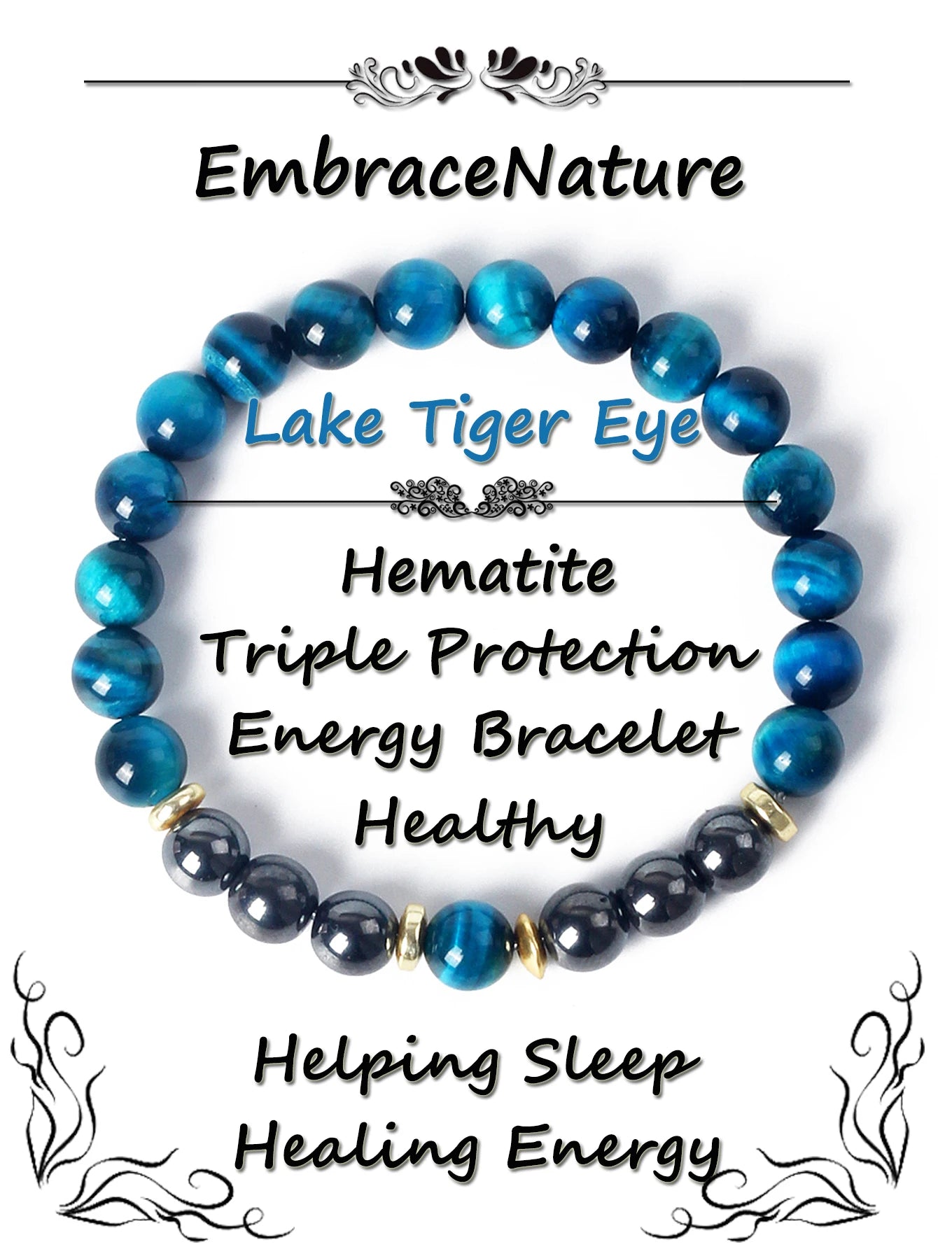 ✨ Tiger Eye & Hematite Beaded Bracelet – Courage, Protection & Grounding Energy – Natural Stone Healing Jewelry for Strength & Balance 8 Lake TigerEye