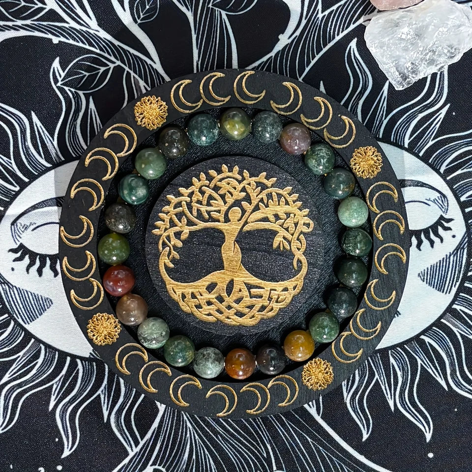 ✨ Eternal Stone Bracelet – 8mm Indian Agate Beaded Jewelry for Wealth & Prosperity – Perfect Gift for Family