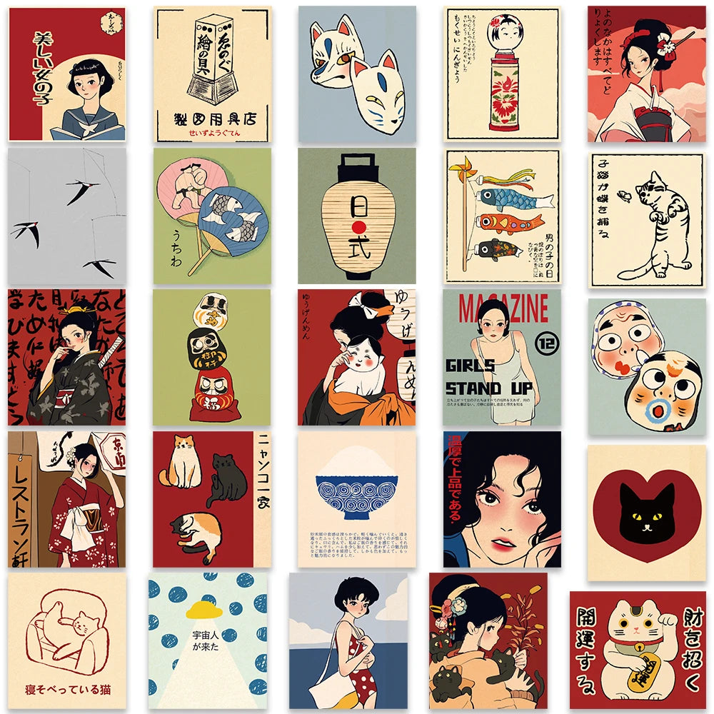 🎨 50pcs Vintage Classic Japanese Anime Scrapbook Stickers – DIY Diary, Laptop, Luggage, Skateboard Graffiti Decals | Free Shipping