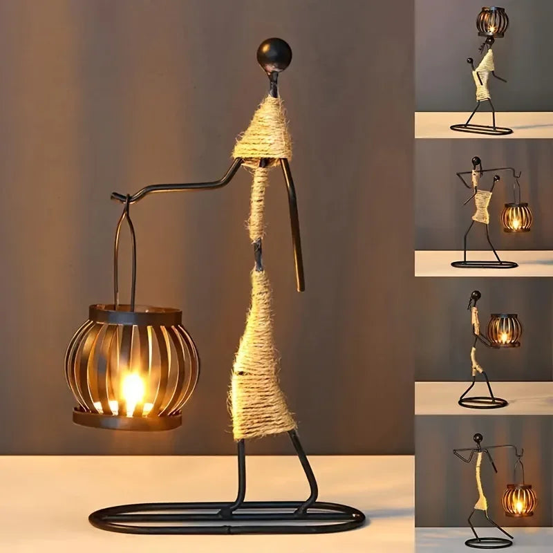 🕯️ Nordic Metal Candlestick – Abstract Character Sculpture Candle Holder | Handmade Figurines for Home Décor & Art Gifts | Free Shipping