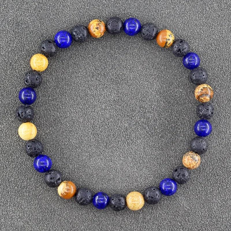 ✨ Natural African Pine Stone Beaded Bracelet – Authentic Picture Stone Bohemian Bangle for Men & Women – Volcanic Elastic Jewelry, Perfect Friendship Gift 13