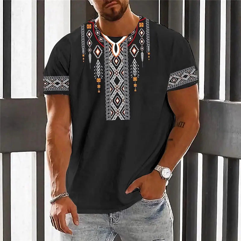 🌍 The Dashiki Street-Heritage T-Shirt: Premium Men’s Vintage Ethnic Tee – High-Definition Traditional Dashiki Print, Breathable Soft-Touch Cotton Blend, and Sophisticated Retro Streetwear Short-Sleeve