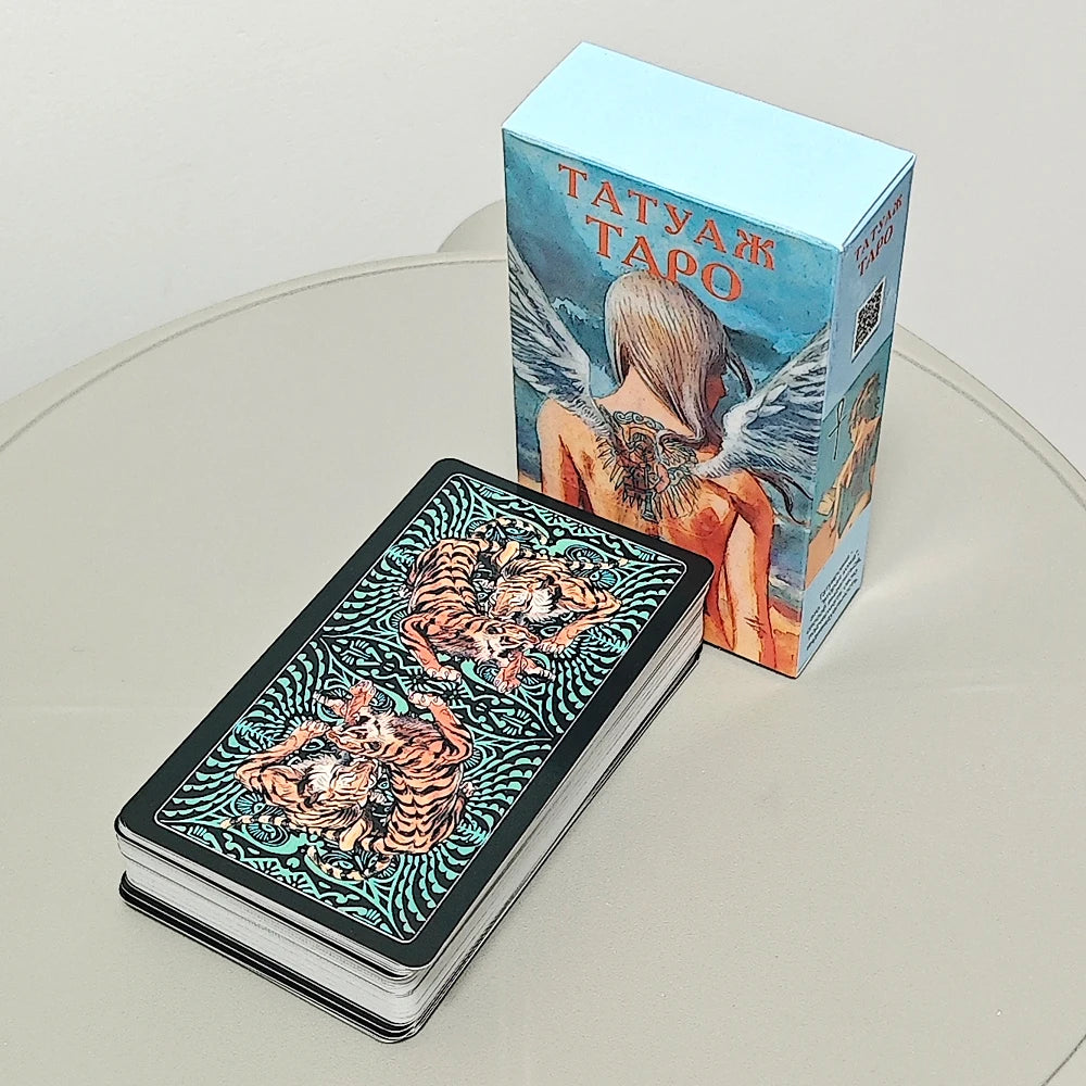 🖋️ Tattooed Tarot Deck – 78 Multilingual Cards with Vintage Tattoo Art | 10.3 x 6 cm
