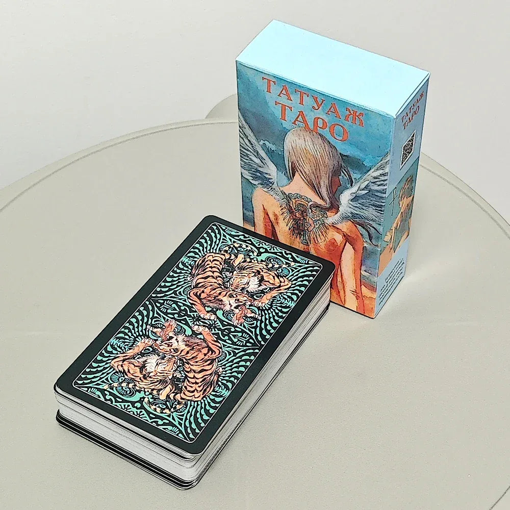 🖋️ Tattooed Tarot Deck – 78 Multilingual Cards with Vintage Tattoo Art | 10.3 x 6 cm