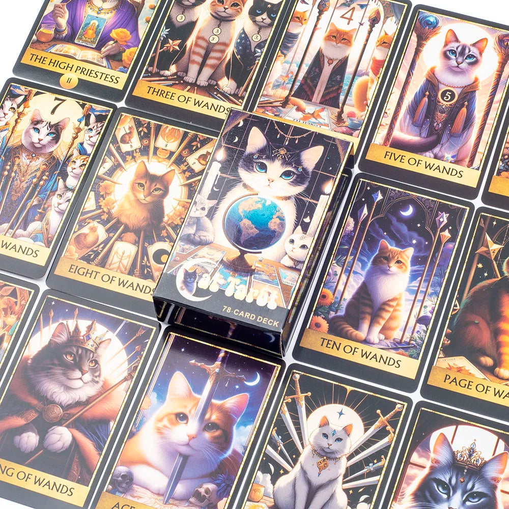 🃏 Cat Tarot – A 78 Card Deck High Quality English Version Board Game for Easy and Fun Fortune Telling Perfect for Family Gatherings