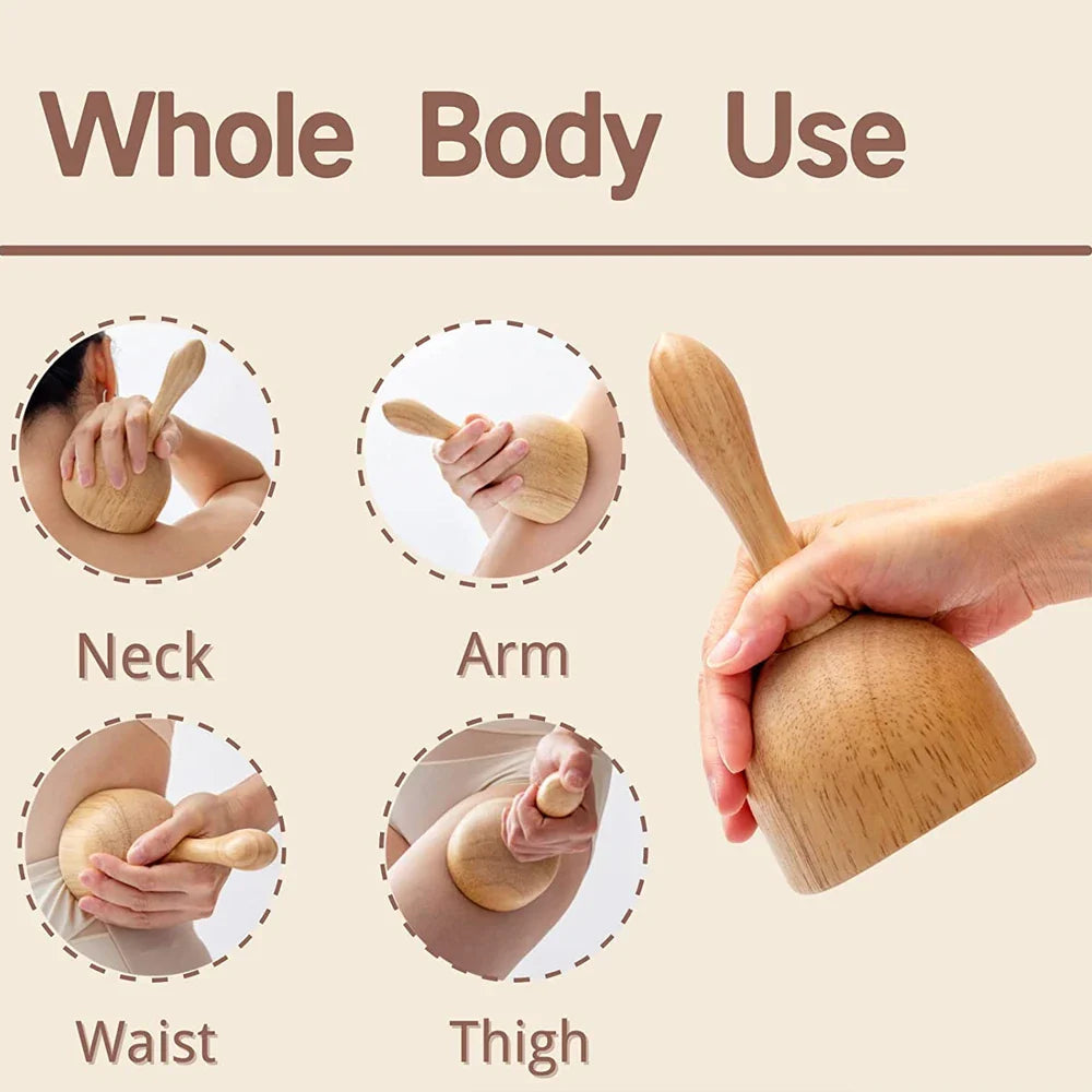 Wooden Handheld Massage Cup – Swedish Wood Therapy Cup for Lymphatic Drainage, Body Sculpting & Anti-Cellulite Gua Sha﻿