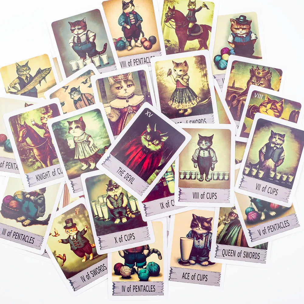 Mystic Cat Tarot 78-Card Deck | English Visions Divination Edition for Party Gatherings and Family Nights