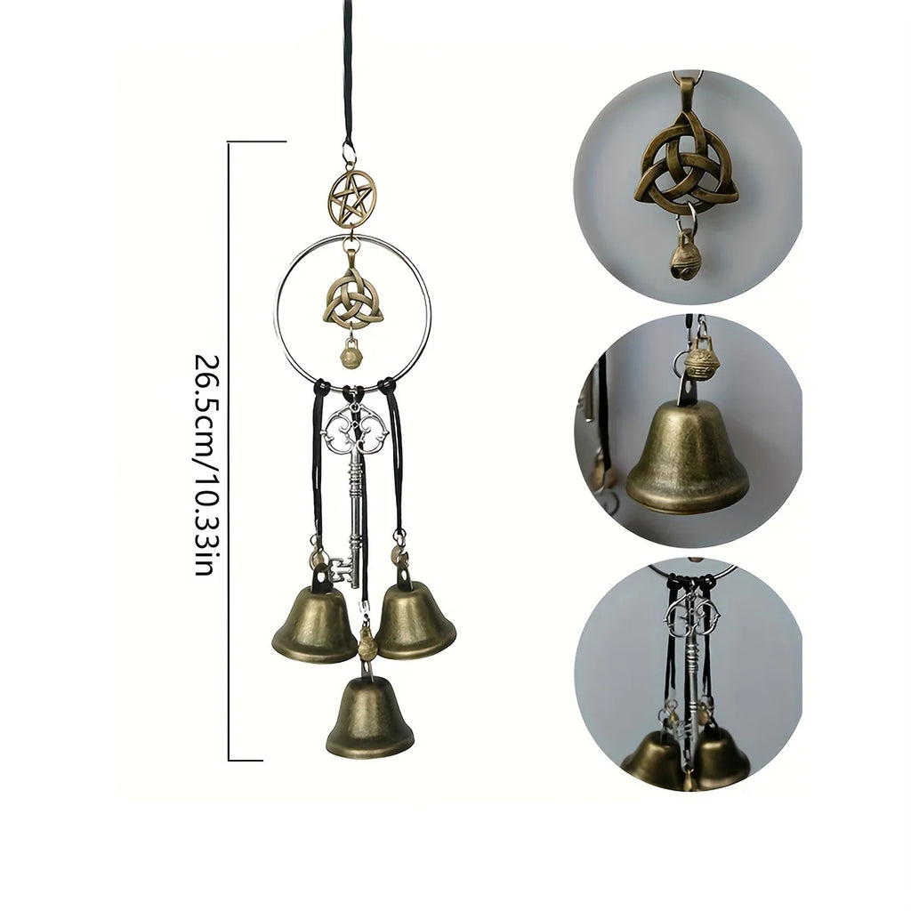 Witch Bell Wind Chime – Handmade Wicker Doorknob Hanging Decor with Protective Blessings for Home Harmony