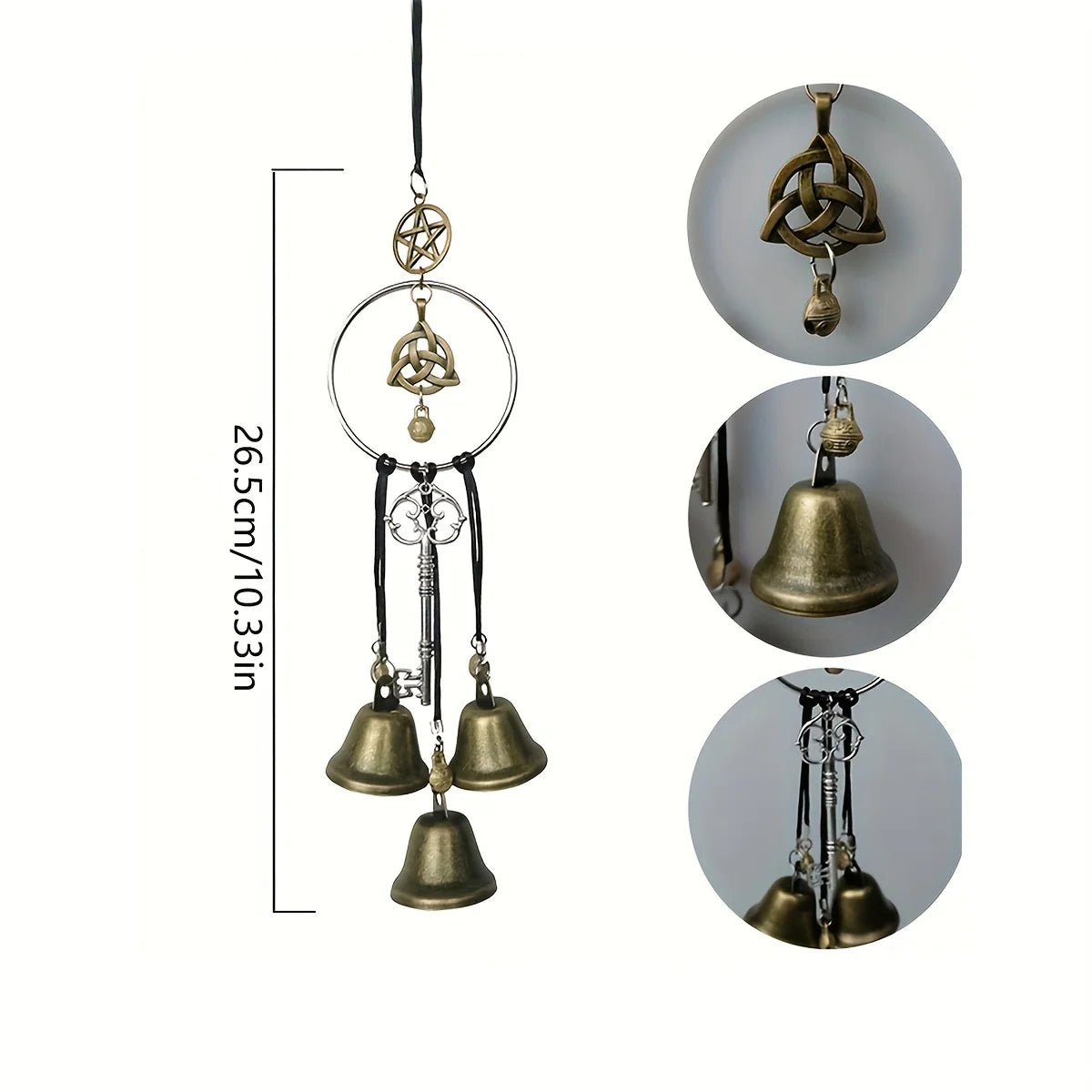 Witch Bell Wind Chime – Handmade Wicker Doorknob Hanging Decor with Protective Blessings for Home Harmony
