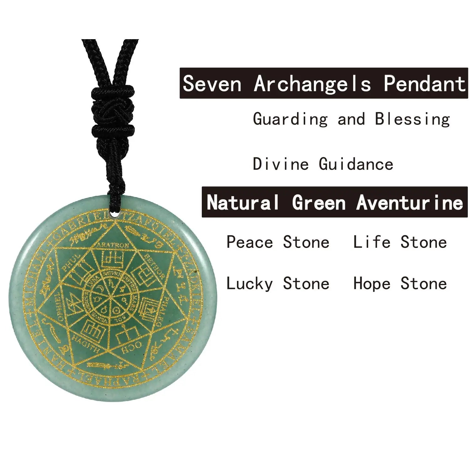 ✨ Natural Crystal Quartz Seven Archangels Amulet Necklace – Seal of Solomon Talisman | Men’s Spiritual Protection Jewelry with Archangel Michael Green Aventurine