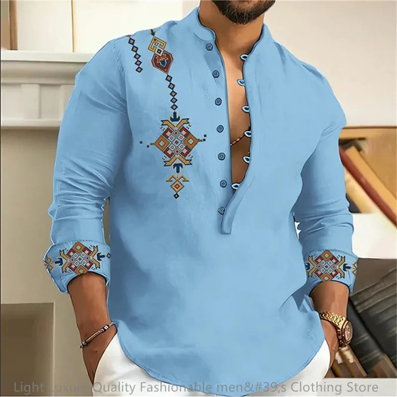 🎨 The Tribal Geometry Edition: Premium Men’s 3D Printed Retro Long-Sleeve Shirt – High-Definition Ethnic Geometric Art, 15 Signature Colorways, Breathable Outdoor Performance Fabric, and Modern Oversized Fit in Sizes XS-6XL