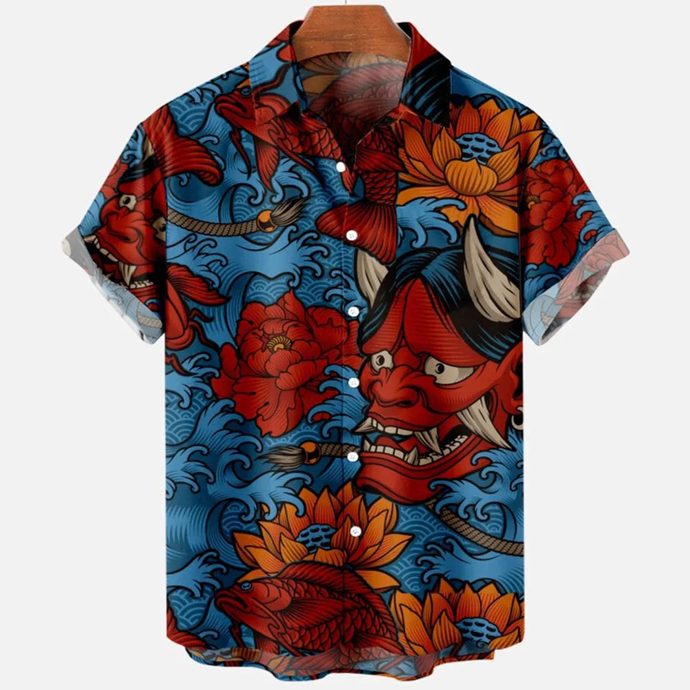 👹 The Demonic Abyss: Premium Men’s Horror 3D Printed Hawaiian Shirt – High-Definition Surreal Devil Graphic, Ultra-Breathable Performance Fabric, and Sophisticated Urban-Gothic Loose Fit Short-Sleeve Summer Button-Down (S-5XL)