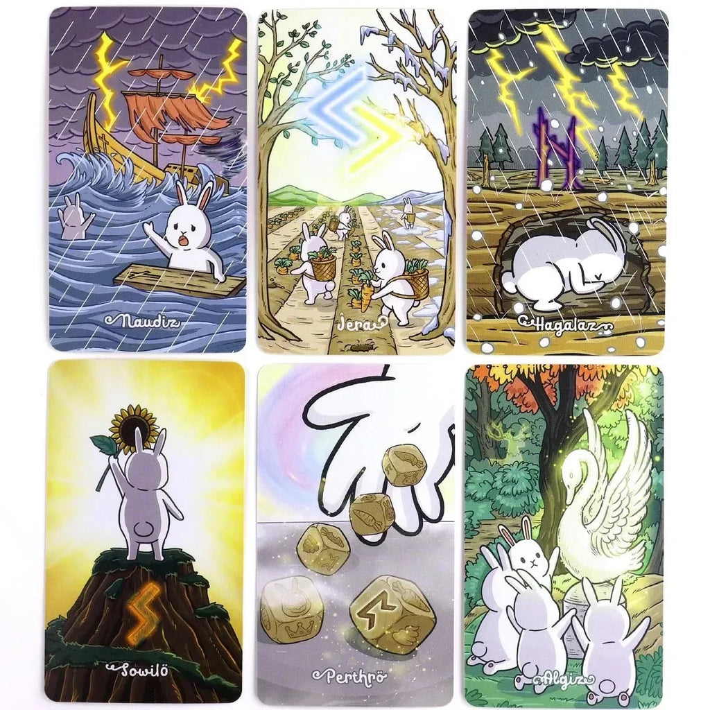Chubby Bun Rune (Elder Futhark) V2 Tarot Deck – 78-Card Whimsical Bunny-Themed Divination and Board Game Deck