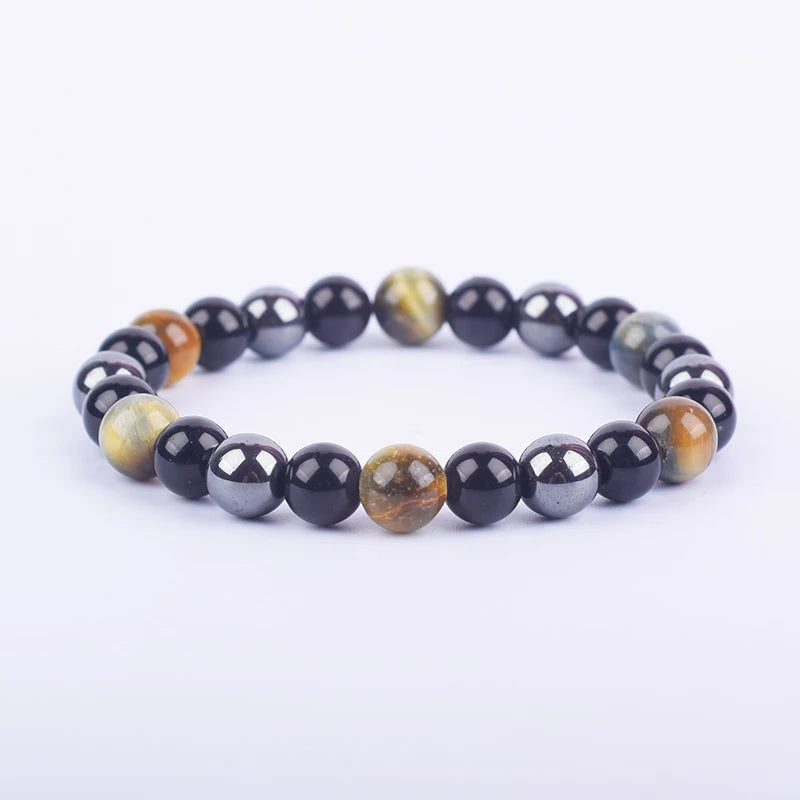 ✨ Magnetic Hematite, Tiger Eye & Obsidian Bracelet – Triple Protection Health Care Stainless Steel Bangle – Perfect Weight Loss Gift for Men & Women 8dream tiger eye