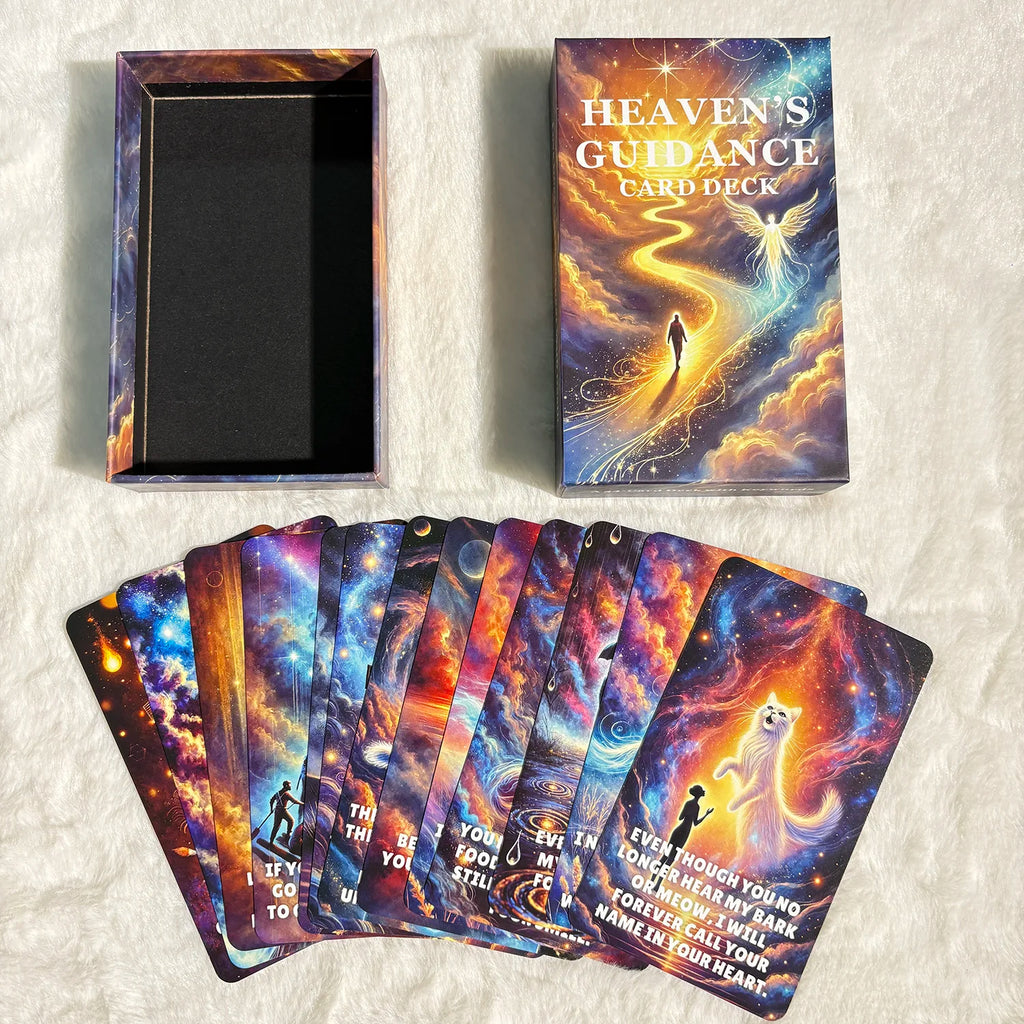 🌟 Heaven Guidance Oracle Cards – 54-Card Deck with Paper Guidebook, English Version for Spiritual Guidance and Fate Divination