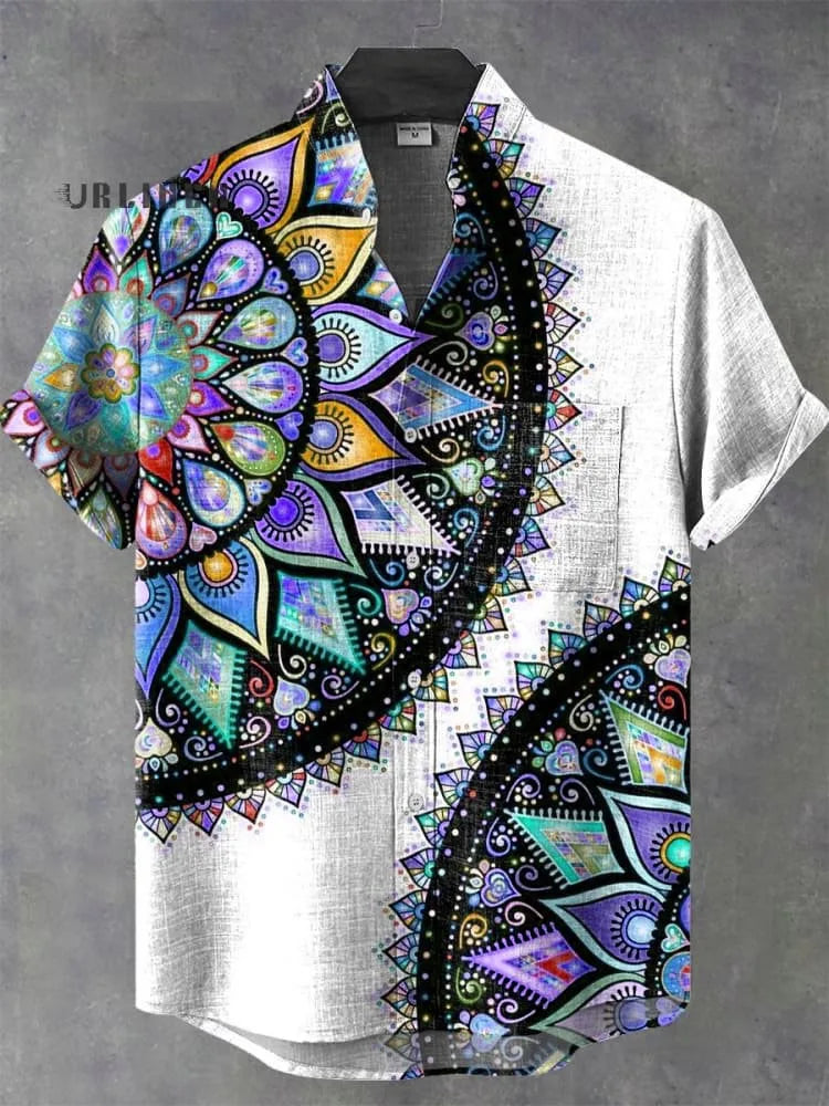 🌍 The Ancestral Modesty Heritage Edition: Premium Men’s Retro African Tribal Totem Shirt – High-Definition Digital Print, Breathable Organic Cotton-Linen Blend, and Sophisticated Modest Street-Trend Silhouette SFQQQD1218