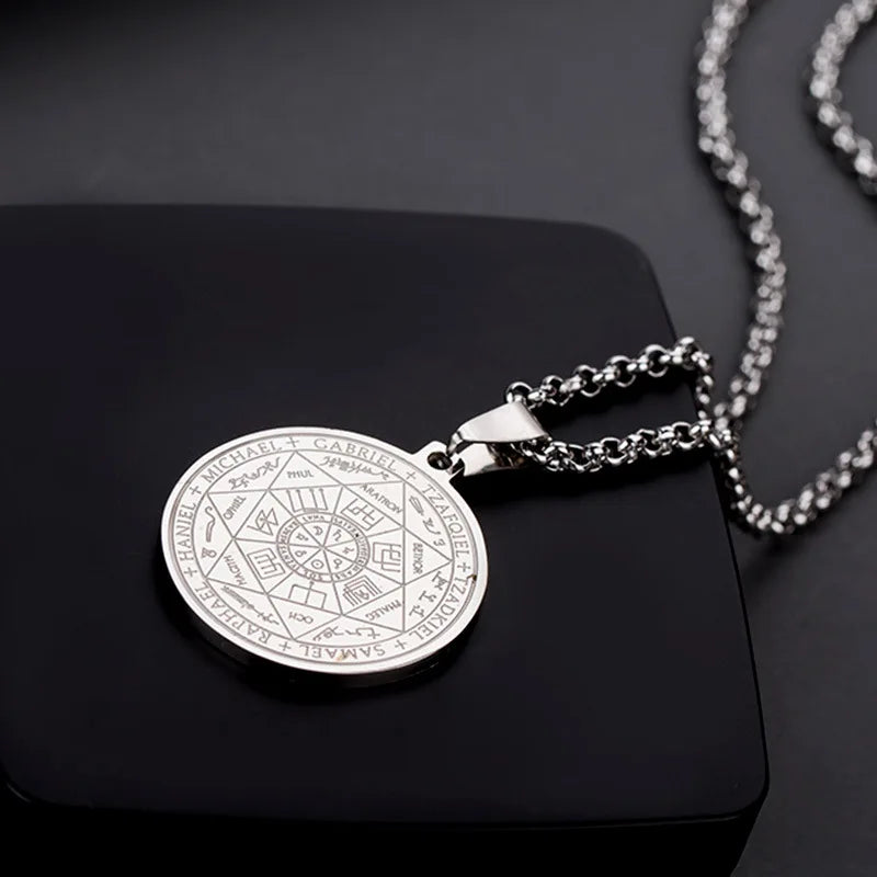 🛡️✨ Supreme 7 Archangels Protection Seal Pendant – Stainless Steel Necklace for Divine Shield & Spiritual Harmony