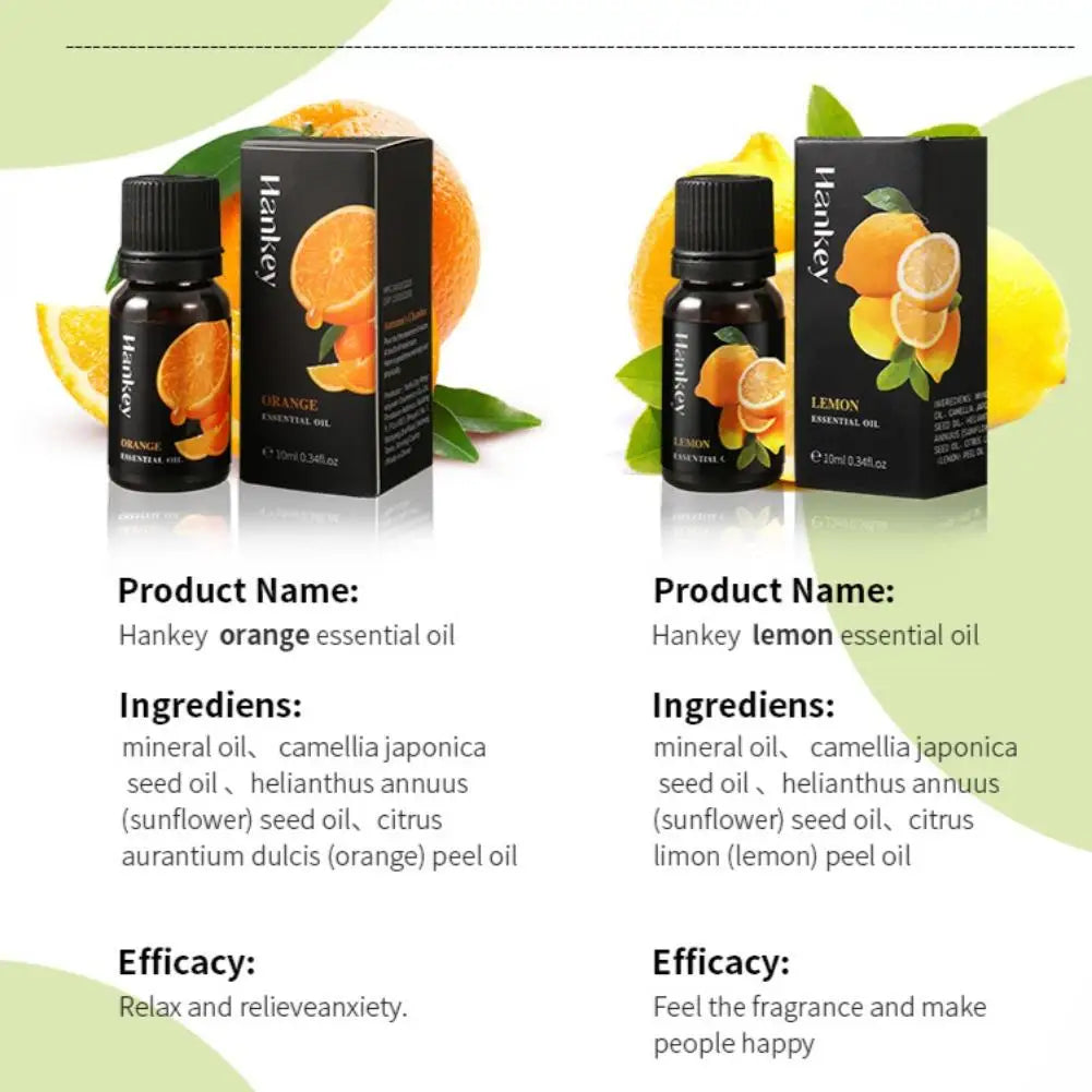 🌿 Aromatherapy Essential Oil Set – 10ml Bottles | Natural Plant Extracts | Lemon, Eucalyptus, Lavender, Jasmine, Rose, Mint, Orange | Diffuser, Humidifier & Air Freshener | Pure Fragrance for Relaxation & Wellness