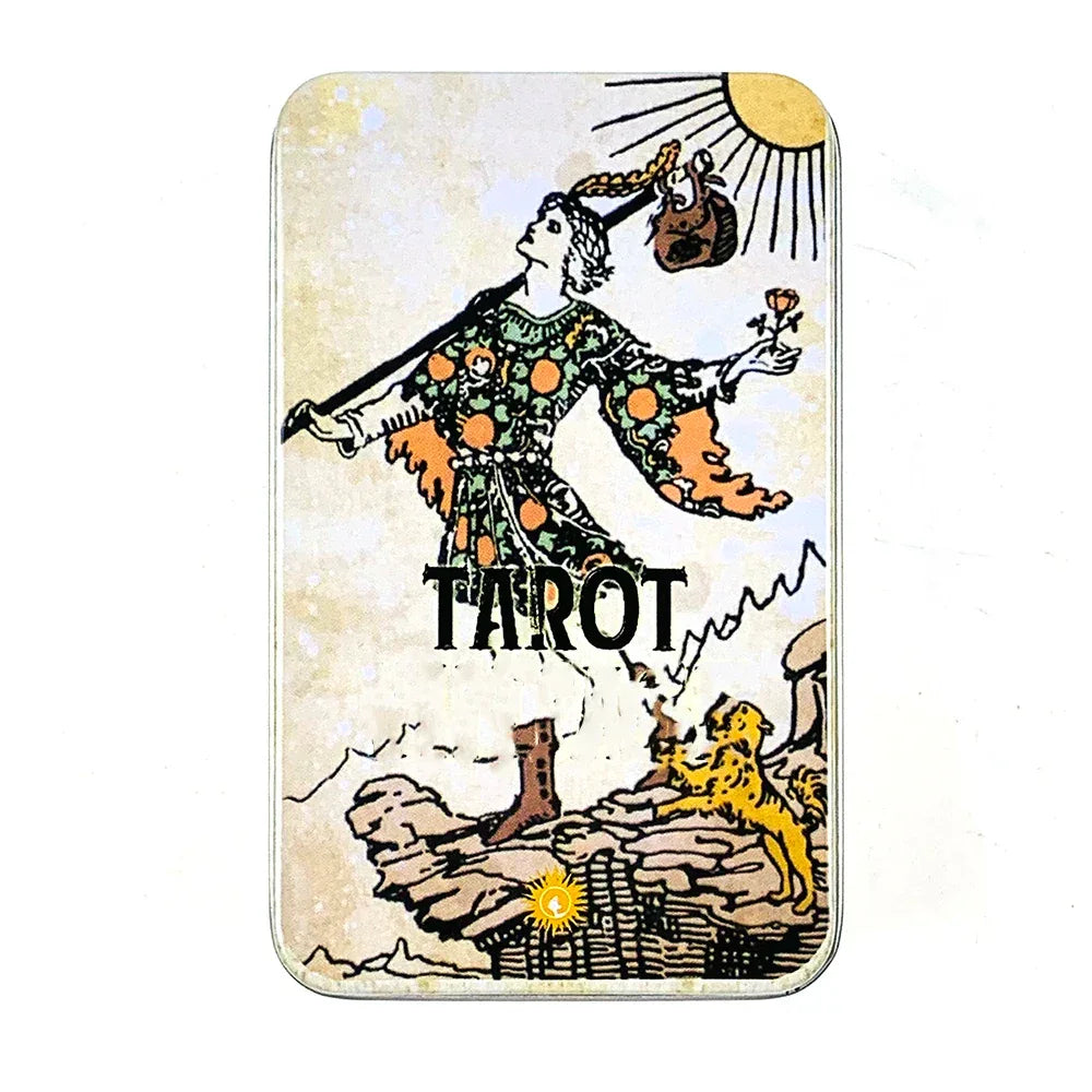 ✨ Metal Box Gilded Tarot Cards Deck – 78 Cards | Elegant Divination & Family Board Game | English Version with Paper Guidebook