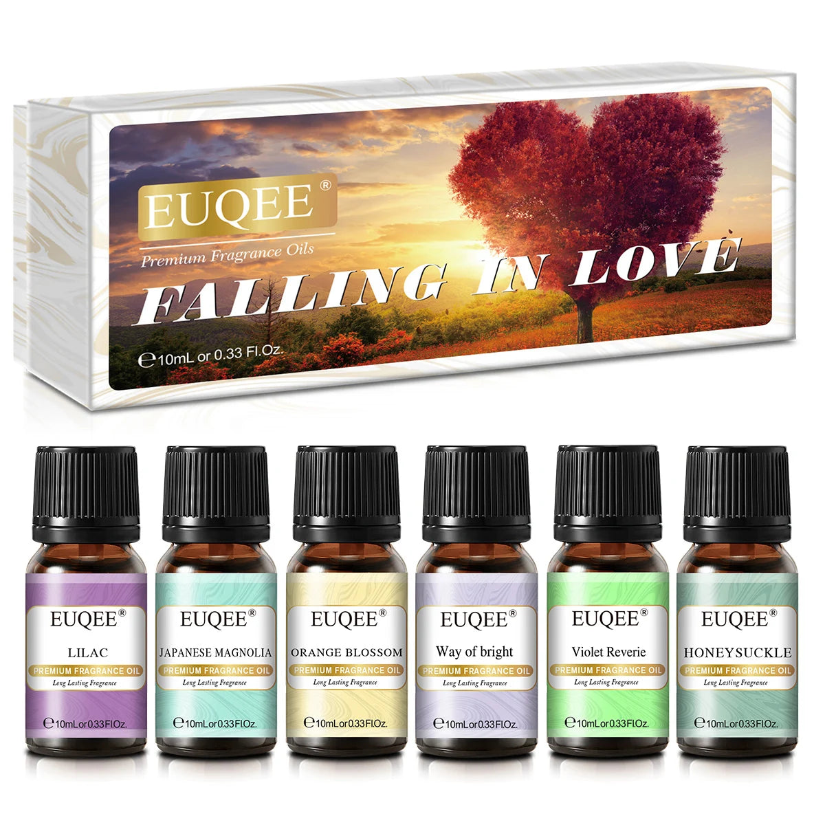 🌿 EUQEE 6pcs Fragrance Oils Gift Set – Premium Aromatherapy Collection for Diffusers, Candles, Soap Making, and Air Freshening﻿ 6x10ml Falling in Love