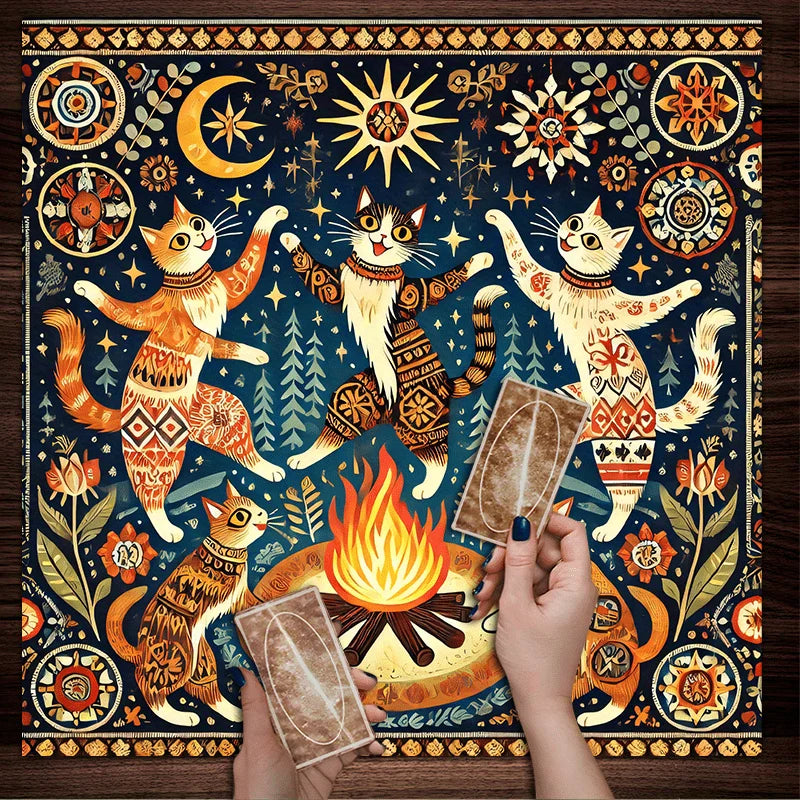 🔥 Gorgeous Bohemian-Style Square Altar Cloth | Tarot Reading Mat & Astrology Tablecloth – Mystical Home Decor for Witchcraft