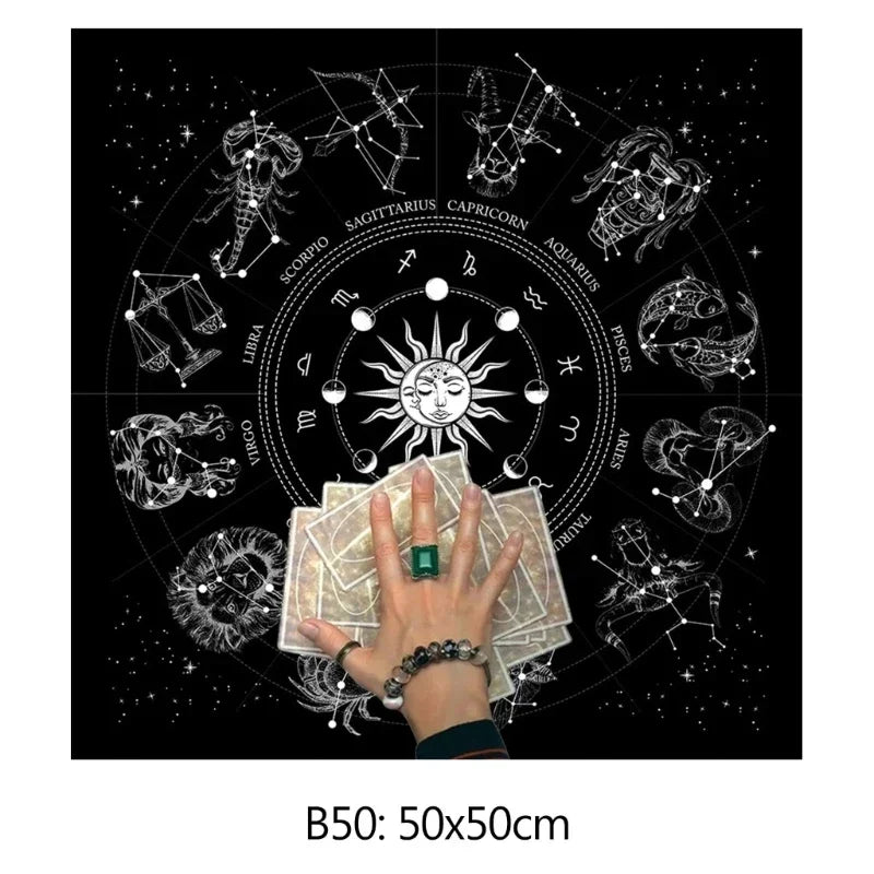 🎲 Square Shape Pendulum Divination Altar Tablecloth | Tarot Pad & Rune Table Cloth – Astrology Oracle Board Game Mat