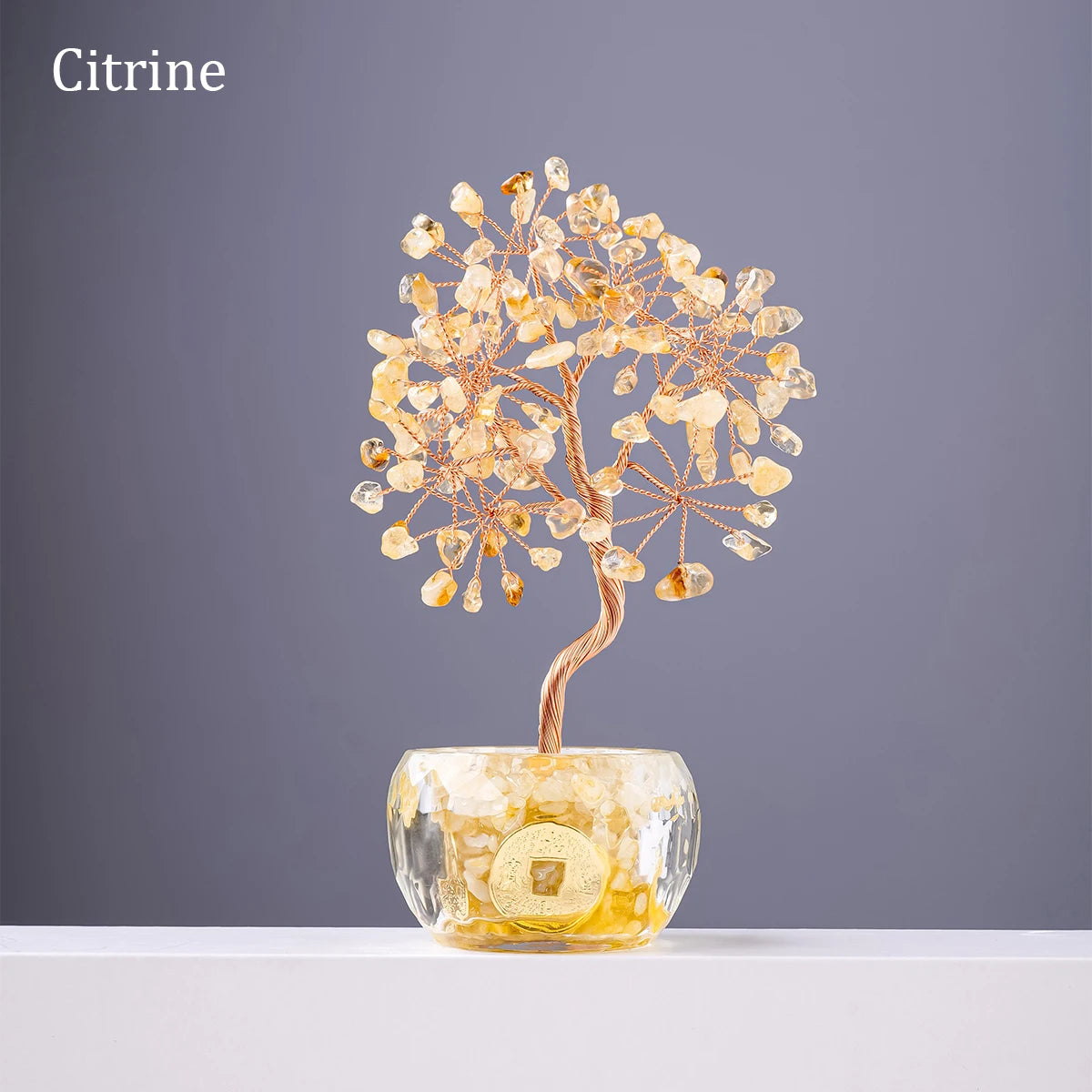 🌳 7 Chakra Healing Crystal Tree: "Get Rich" Money Tree with Natural Stones – Feng Shui Bonsai for Wealth, Luck & Home Office Decor citrine