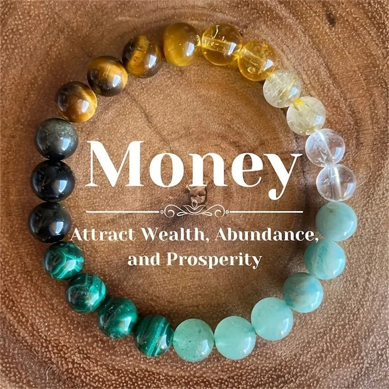 ✨ 8mm Natural Stone Beaded Bracelet for Women – Lucky Attraction of Love & Wealth – Colorful Good Luck Jewelry, Perfect Birthday Gift Money