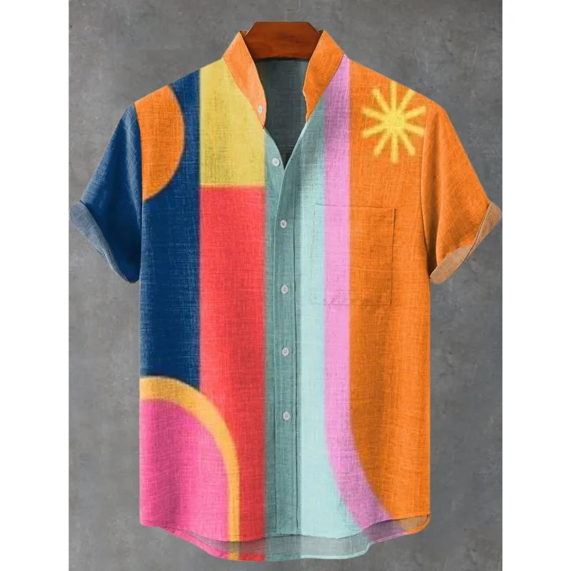 ⛩️ The Zen-Art Heritage Edition: Premium Men’s Japanese Retro Linen Shirt – High-Definition Artistic Graphic Print, Breathable Organic Cotton-Linen Blend, and Sophisticated Luxury Button-Down
