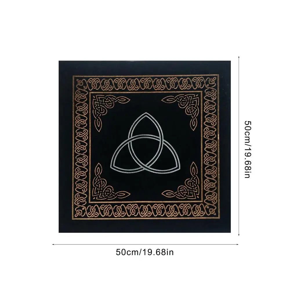 0.5x0.5m Triple Moon Pentacle Pentagram Altar Cloth Divination Astrology Tarot Cards Game Tablecloth Velvet Board Game Pad