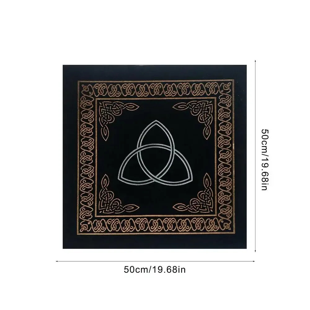 🃏Triple Moon Pentacle Altar Cloth – 0.5×0.5m Velvet Tarot Tablecloth for Divination, Astrology & Board Game Card Spreads