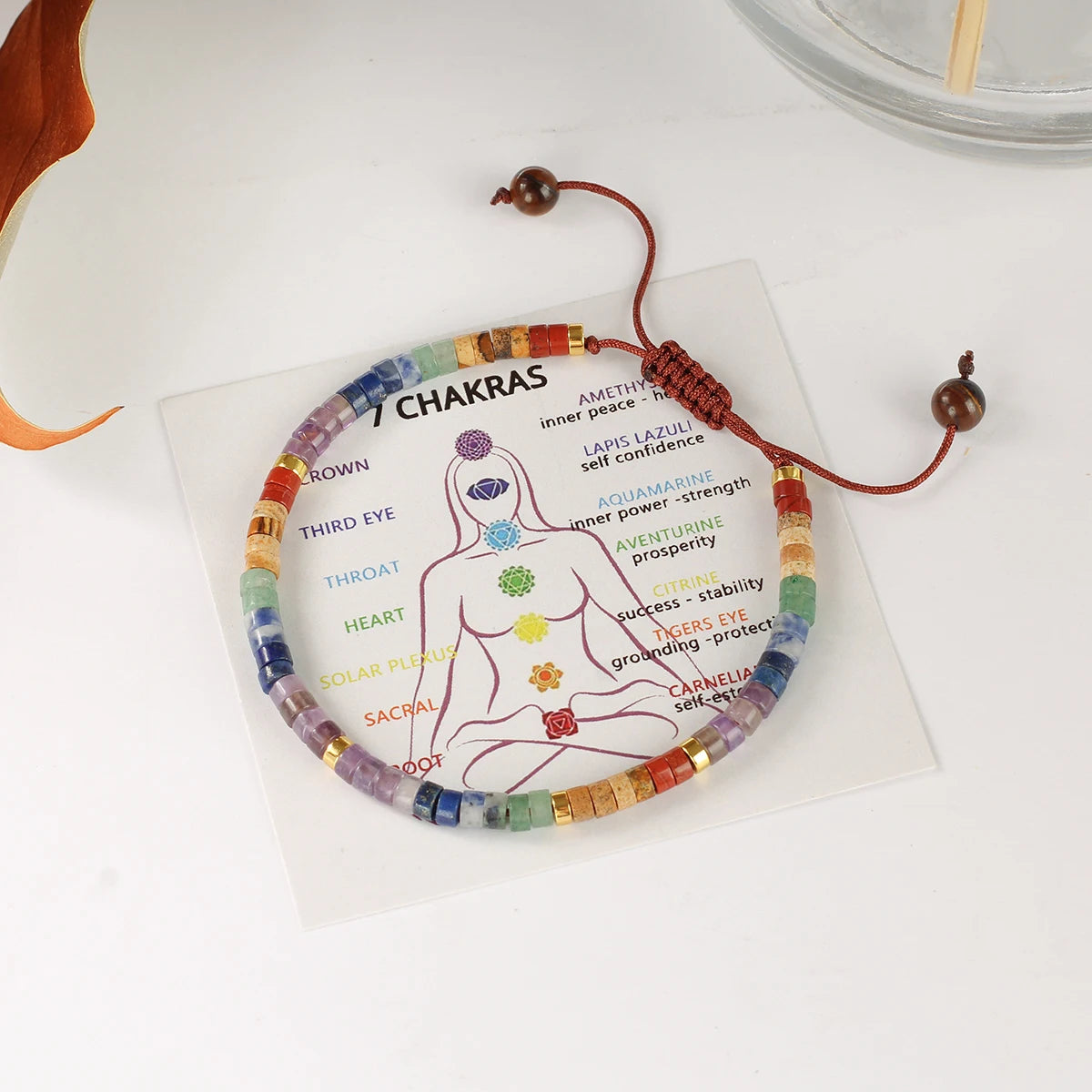 ✨ 7 Chakras Crystal Bead Bracelet – Meditation & Yoga Healing Stone Bracelet for Women – Purple Anxiety Relief Bangle, Perfect Gift