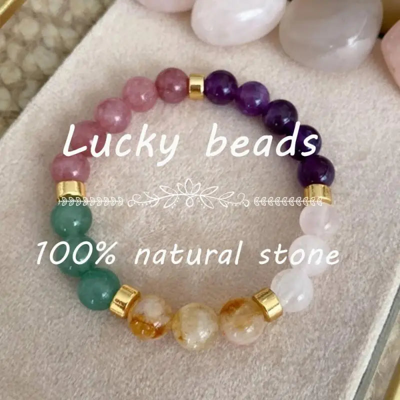 ✨ Good Luck Bracelets for Women – Real Natural Stone Citrine, Tiger Eye & Amethyst – Luxury Original Jewelry Gift for Girlfriend, Mom