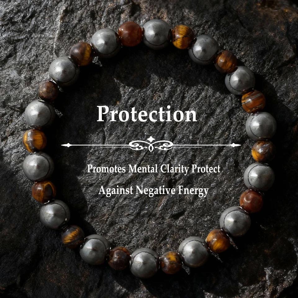 ✨ Elegant Winter Jewelry – Black and Yellow Tiger's Eye with Hematite Bead Bracelet – Perfect Gift for Husband for Daily Style